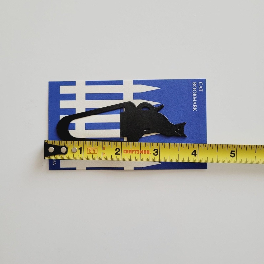 Vintage 90s Black Cat Bookmark Metal Clip fence blue USA Barnes Nobel Swing 1994 - Picture 8 of 16